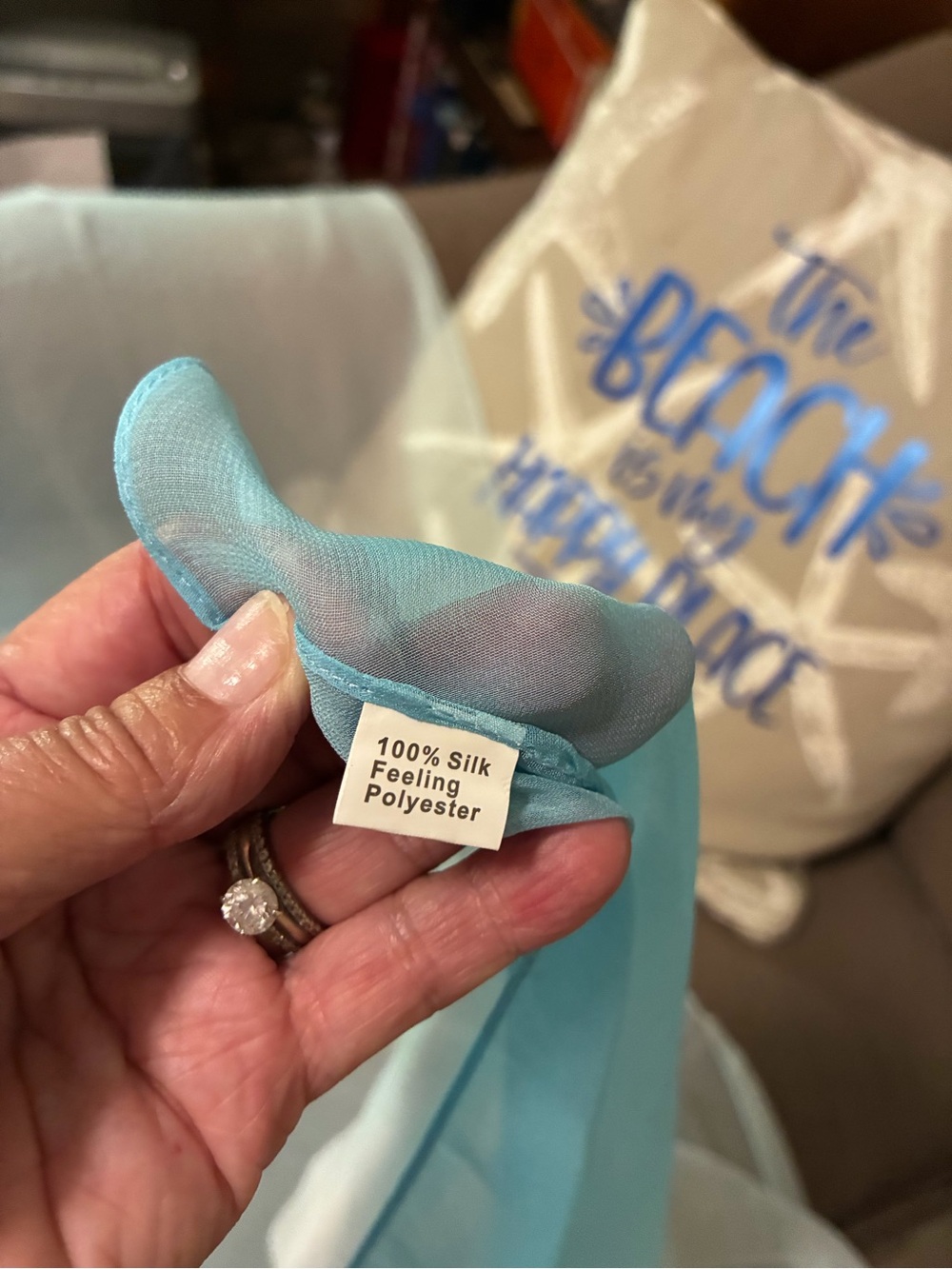 Baby blue silk scarf - Picture 3 of 7